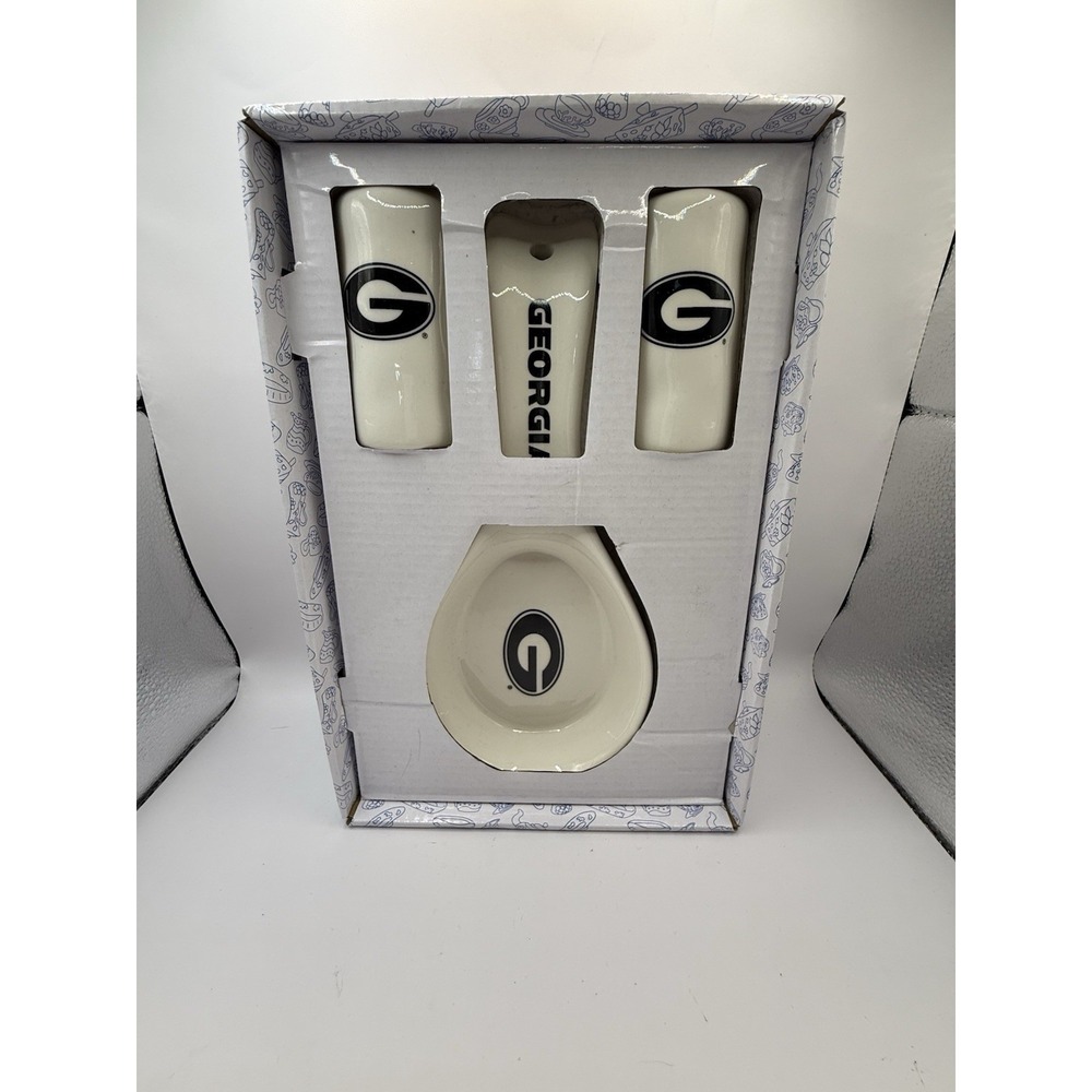 UGA Bulldogs Artisan Kitchen Set,  Spoon‎ Rest And Salt And Pepper Shakers